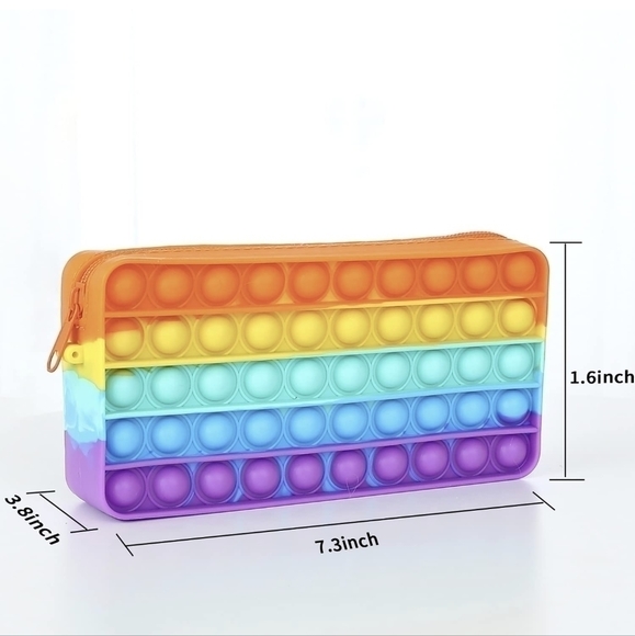 3 for $20 🎉Rainbow Fidget Pop It Zipper Pencil Case - Picture 2 of 4